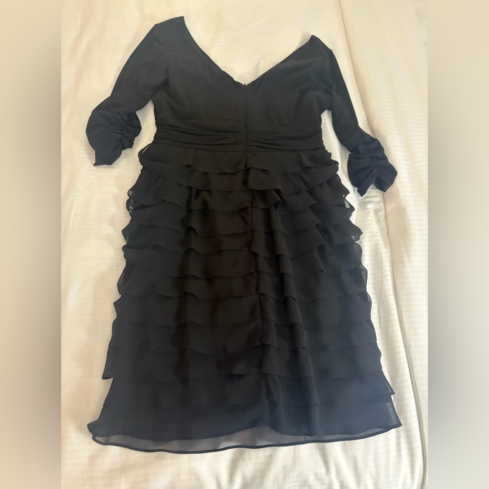 S.L. Fashions Black Long Sleeve Ruffled Dress